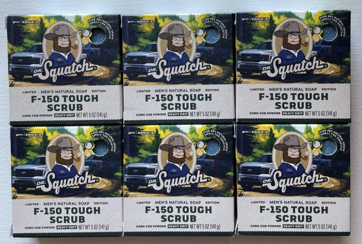 6 Dr. Squatch Natural Soap F-150 Tough Scrub Heavy Grit Corn Cob Powder 5 oz ea