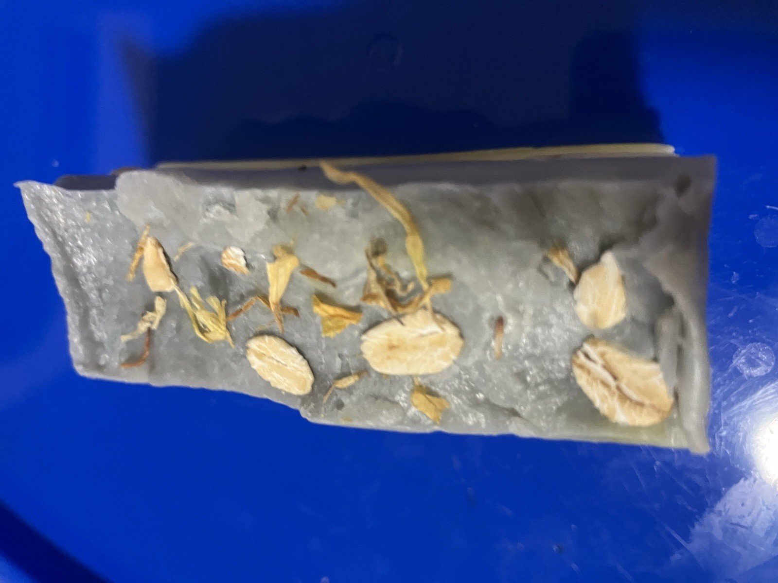 Handmade Layered Gray & Yellow Oatmeal Soap Bar with Oats, 4 oz, Body & Hands