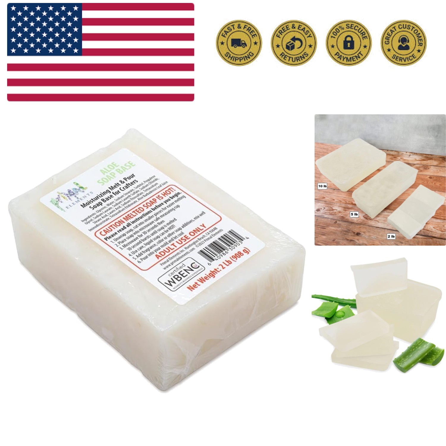Aloe Soap Base – Moisturizing Melt and Pour Glycerin Soap Base for Crafting a…