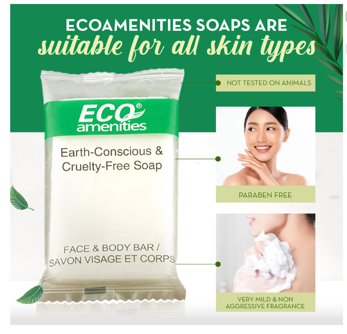 20 pieces ECO Amenities Travel Size Face & Body Bar Soap, 0.5 oz each, mini bar