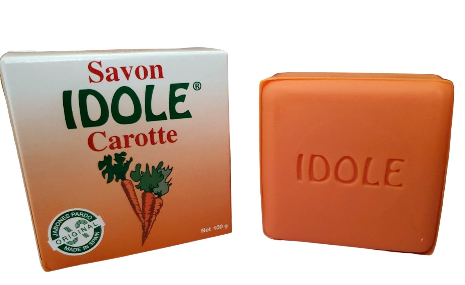 Idole Carrot Soap 3.5 Oz 100g Vitamin B-Carotene Savon Carotte Jabon Zanahoria