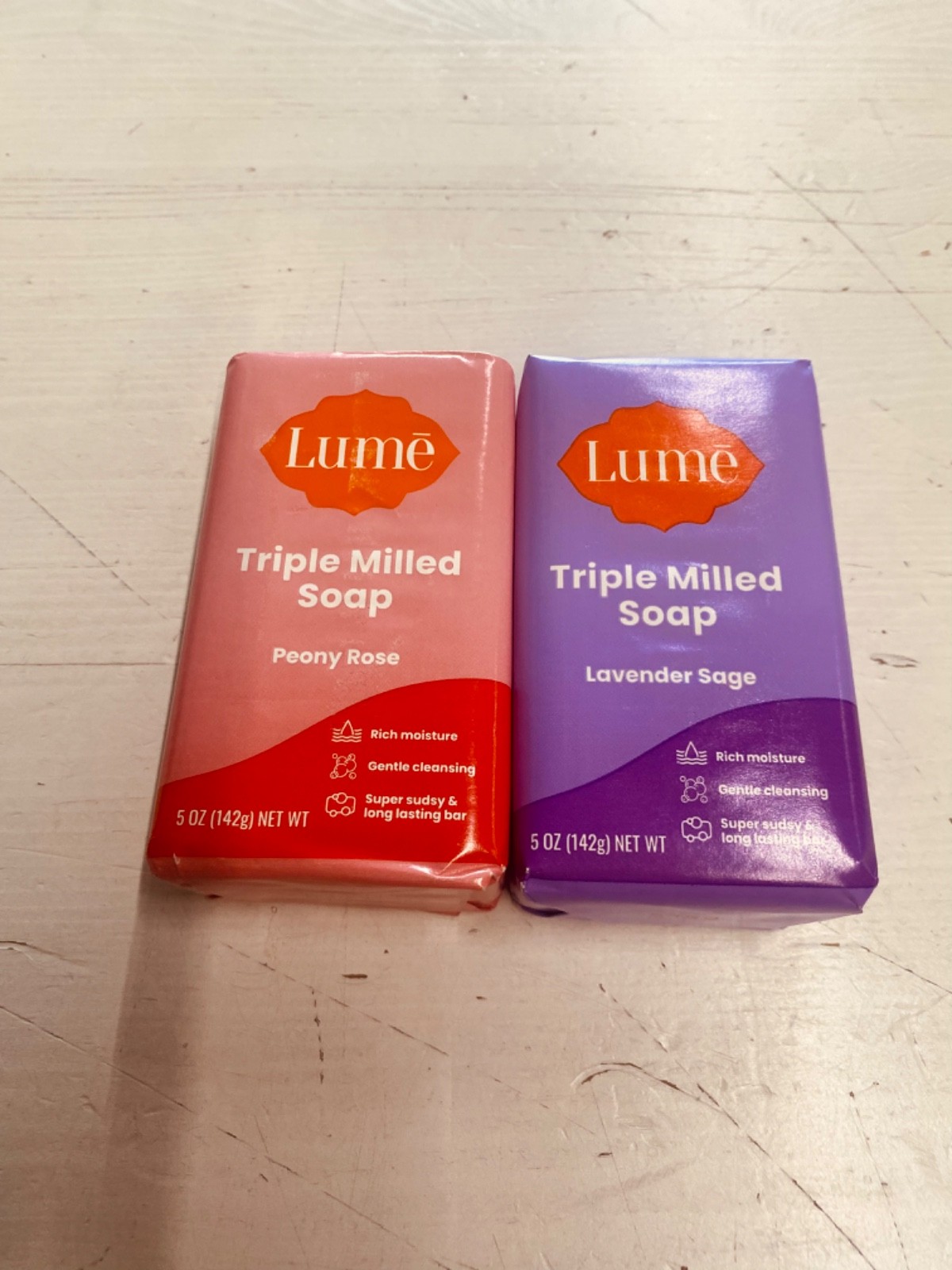 Lume Triple Milled Soap Body Bar Peony Rose Lavender Sage 5 oz