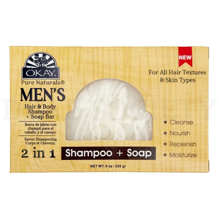 OKAY Pure Naturals Men’s Hair & Body Shampoo + Soap Bar 9oz Lot of 6 Bars
