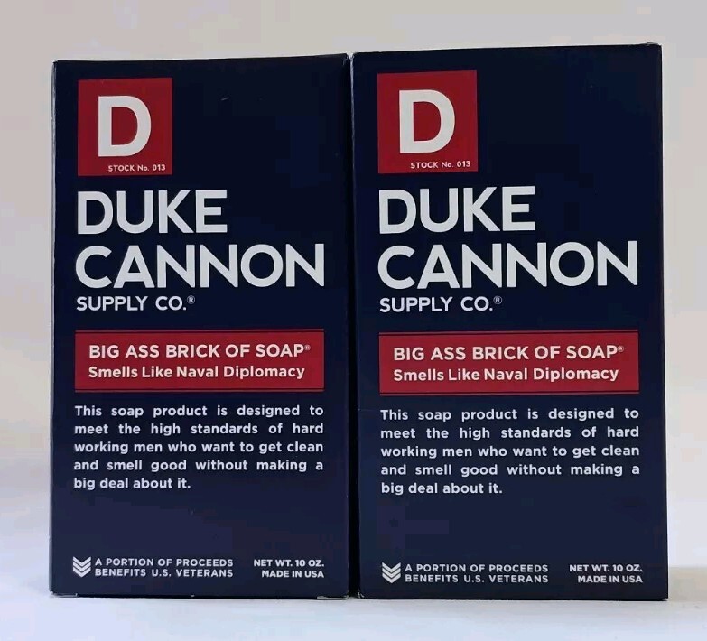 2 bars Duke Cannon Big Ass Brick of Soap Smells Like Naval Diplomacy 10 Oz. Each