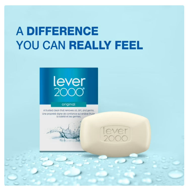 Lever 2000 Perfectly Cool Bar Soap, Original Refreshing for Dry Skin – Pack of 8