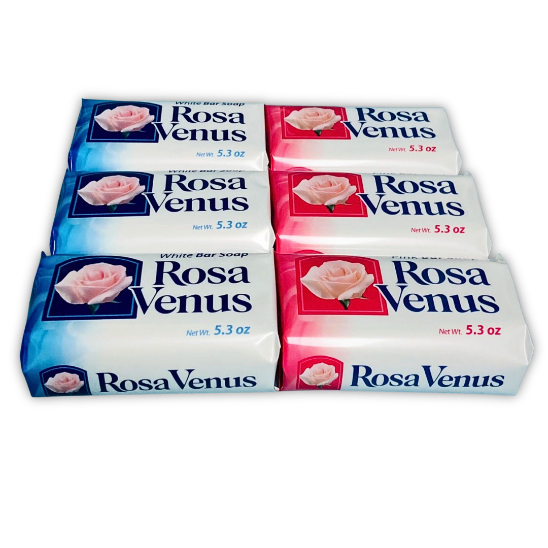 Rosa Venus White & Pink Bar Soap 5.3 oz Mixed Lot of 6 Bath Bars