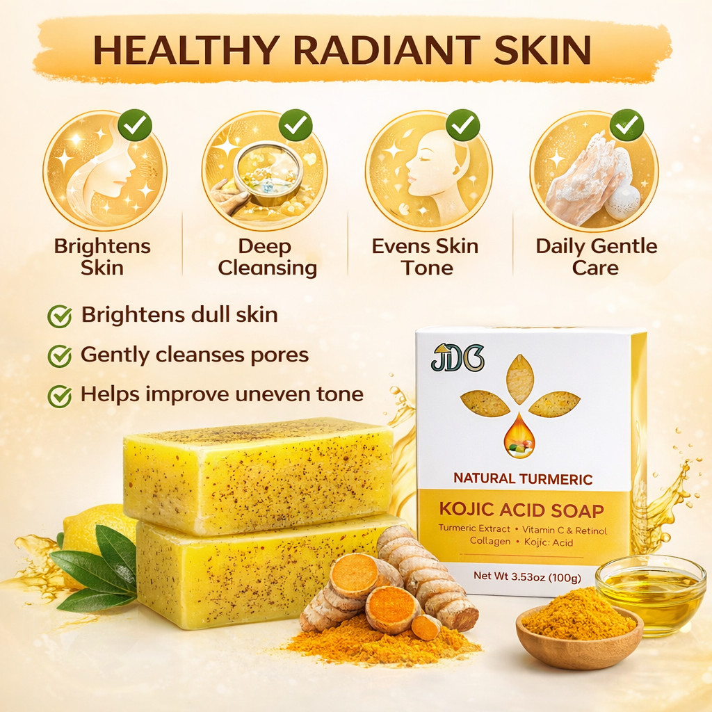 Kojic Acid Turmeric Soap Skin Brightening Bar Lemon Vitamin C Dark Spot Care NEW