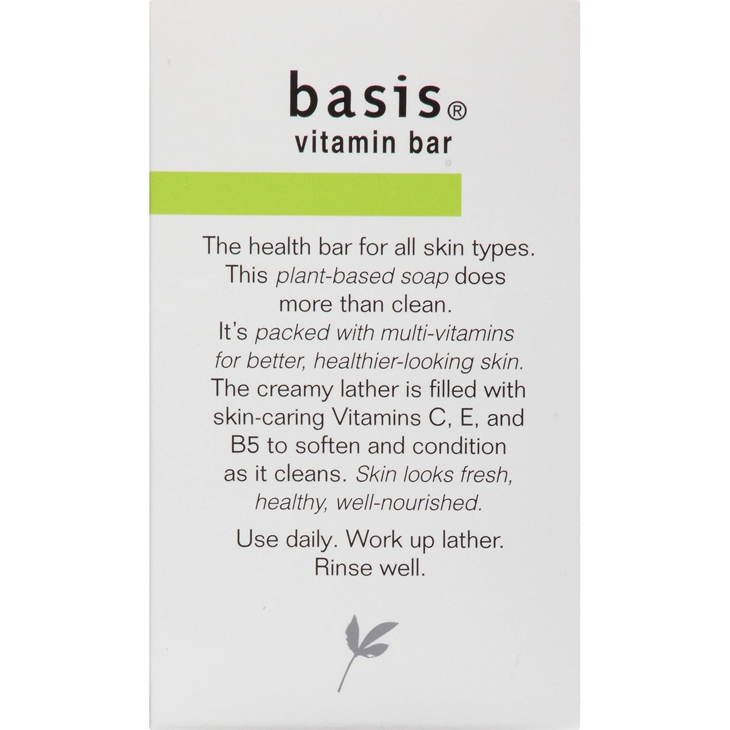 Basis Vitamin Bar Soap for Body, Hands and Face Cleans + Soothes All Skin Types