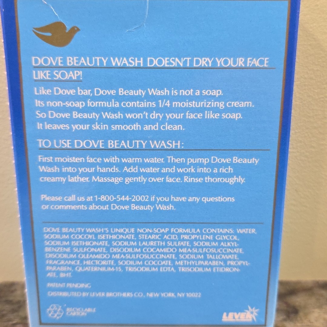 Vtg Dove Beauty Wash Liquid Soap – 8 fl oz -1/4 Moisturizing Cream New Old Stock