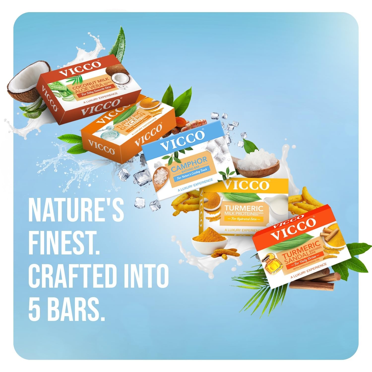 5 bars – VICCO Camphor Soap 100 GRAMS Traditional Deodorant Herbal Soaps