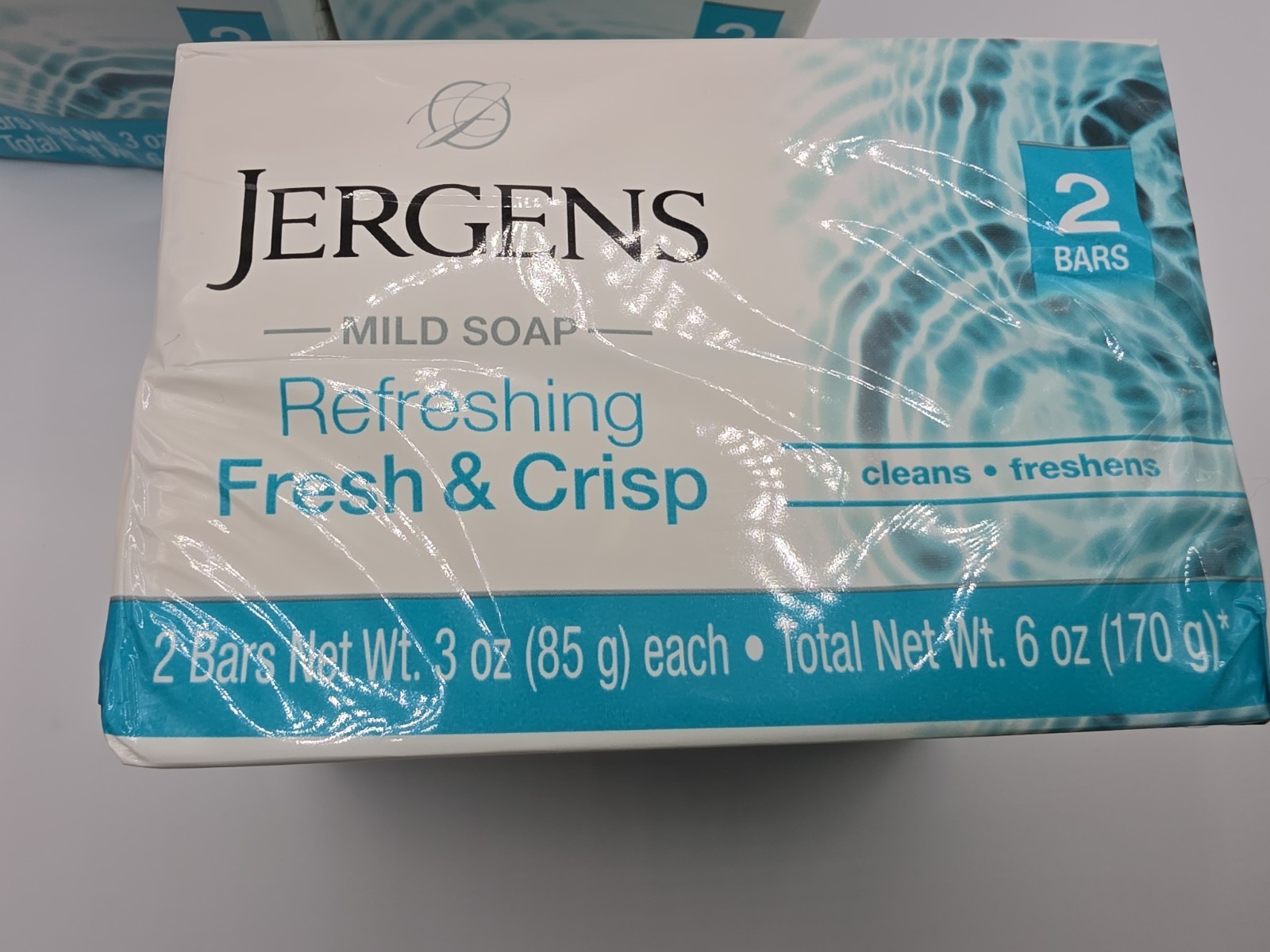 Jergens Refreshing fresh& Crisp Mild Soap 6 Bars (3 packs x 2 ) 3 Oz Each