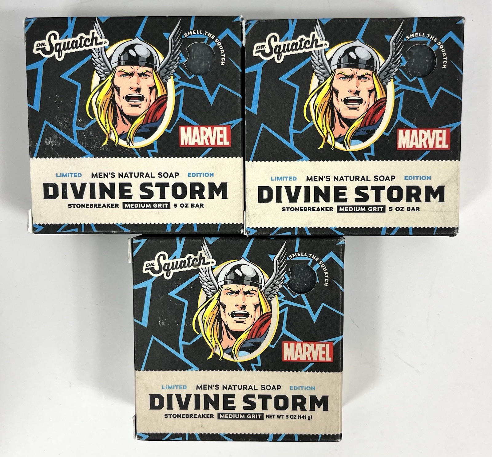 3 Pack Dr Squatch Divine Storm Thor Limited Edition Soap Marvel Avengers