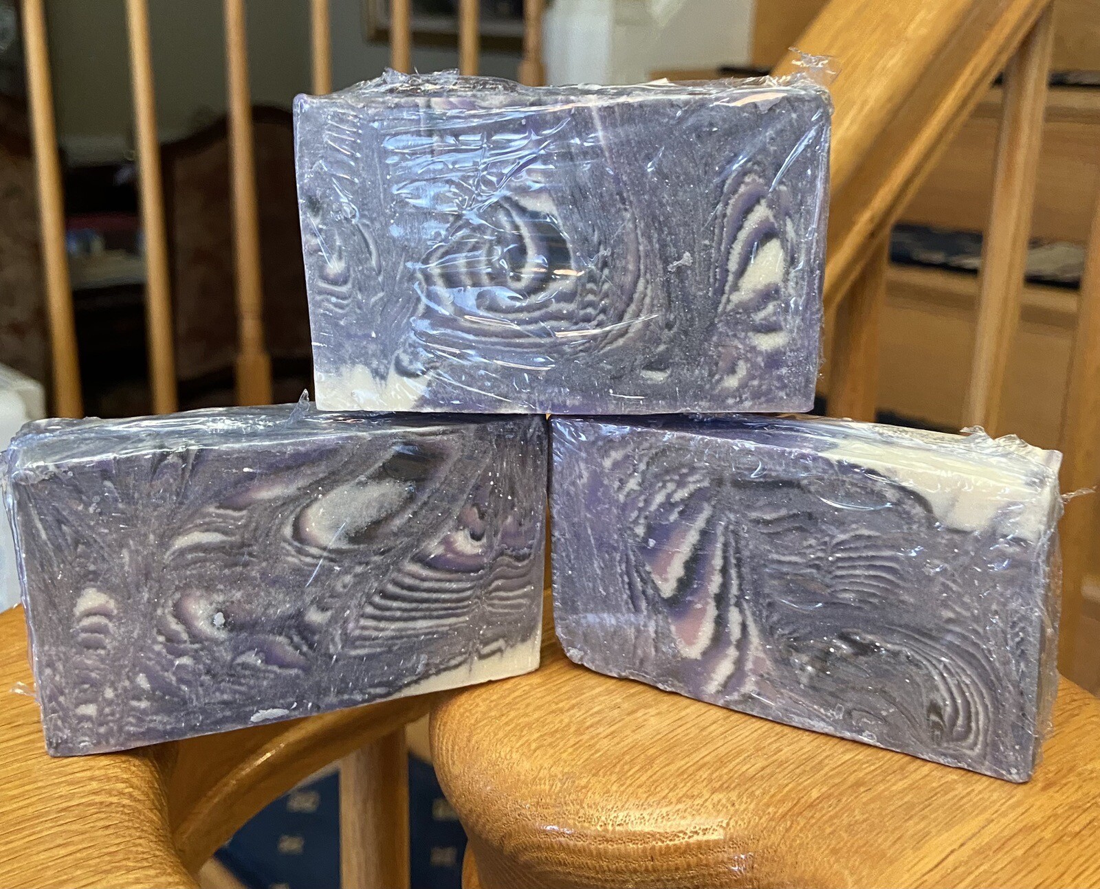 Handcrafted Swirl Soap Bar Black, White, Blue, Purple