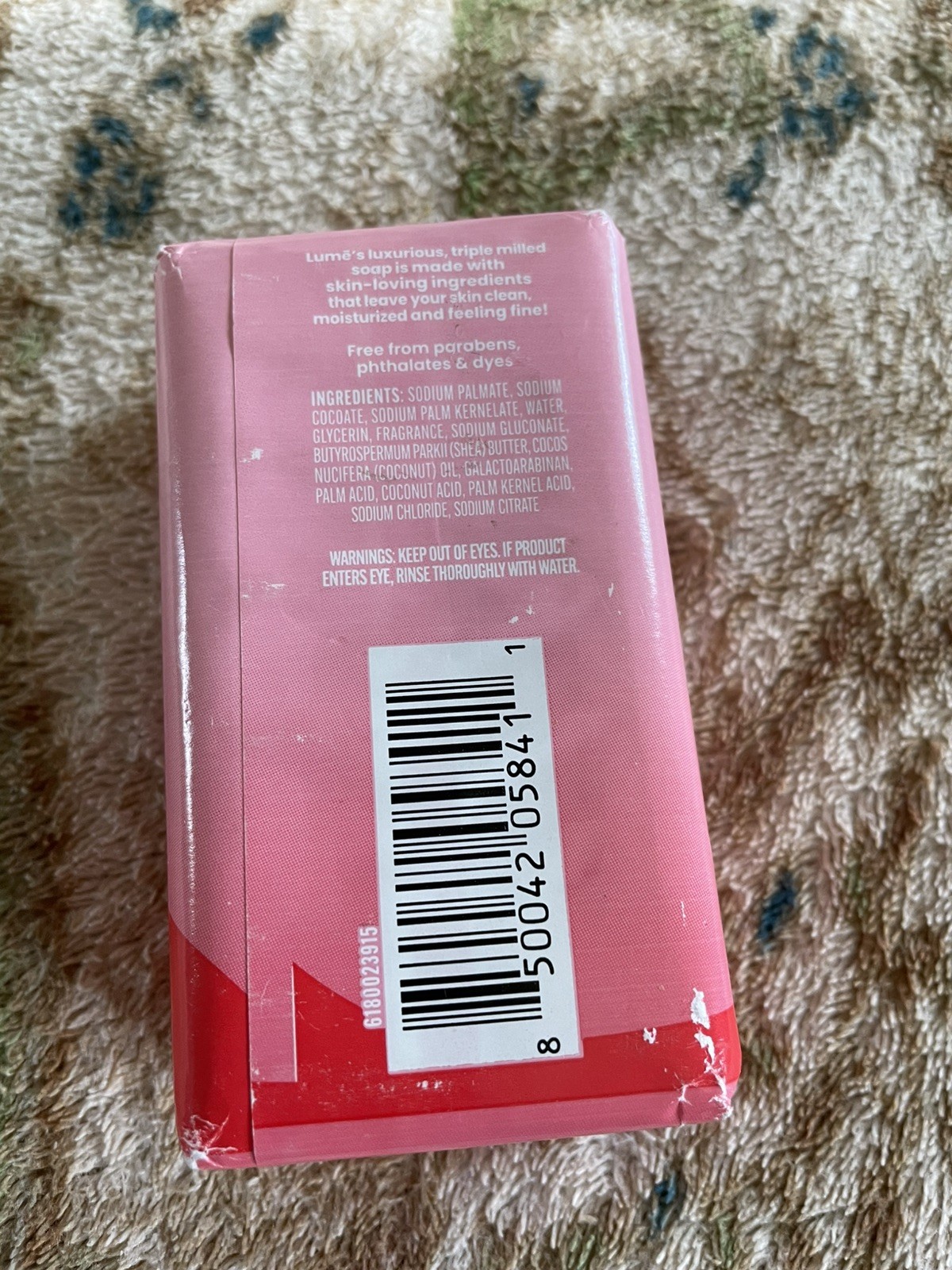 LUME Triple Milled Deodorant Bar Soap Peony Rose 5 oz Full Size