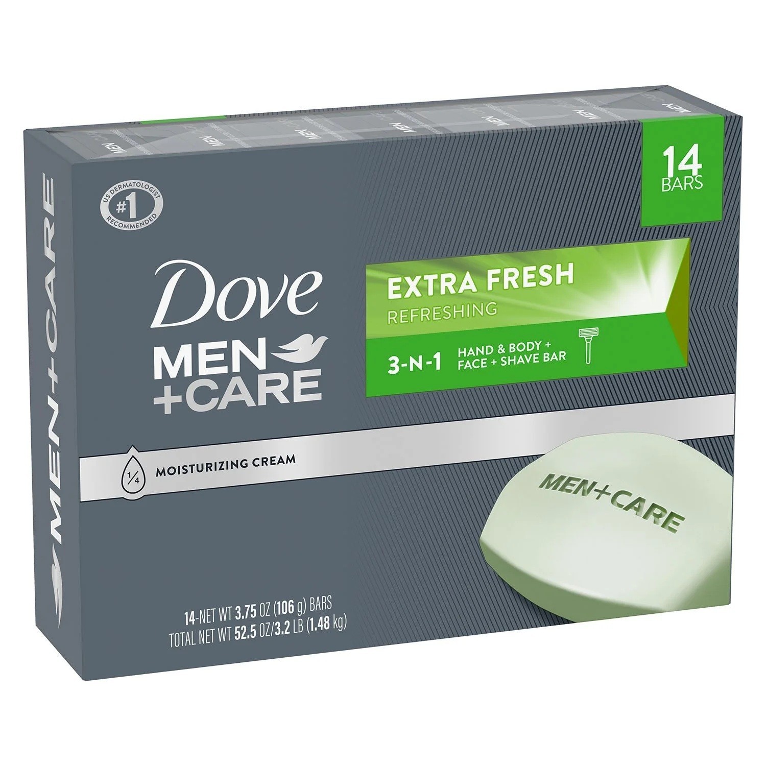 Dove Men+Care Body And Face Bar Soap, Extra Fresh, 3.75 oz, 14 ct Great Price
