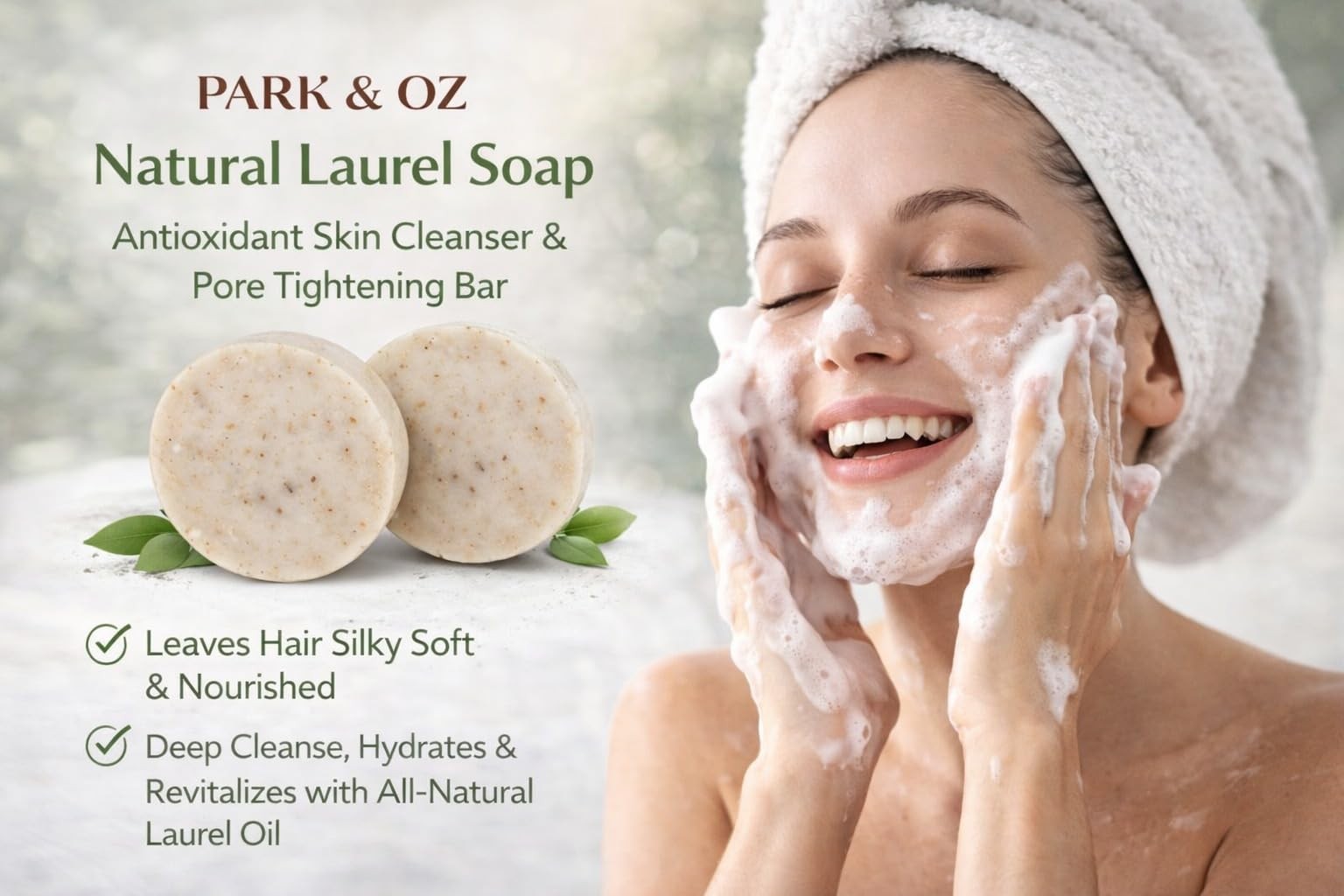 Natural Laurel Soap – Antioxidant Skin Cleanser & Pore Tightening Bar – Leave…