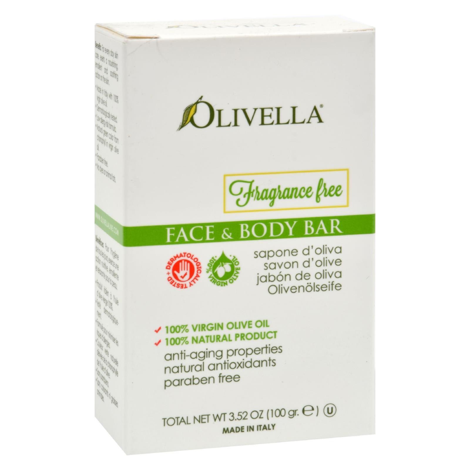 Olivella Face & Body Bar Soap Antioxidant Raw Fragrance Free Antiaging 3.52 oz