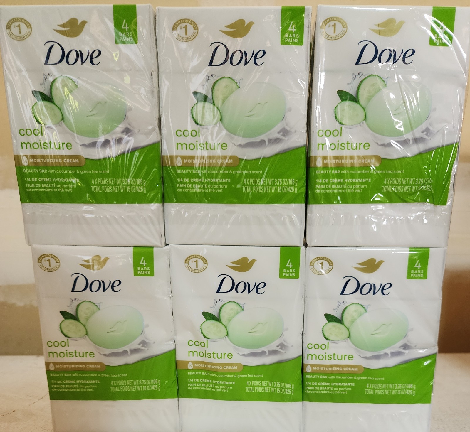 24 Pack Dove Cool Moisture Cucumber & Green Tea Bar Soap 3.75oz Each Brand New.