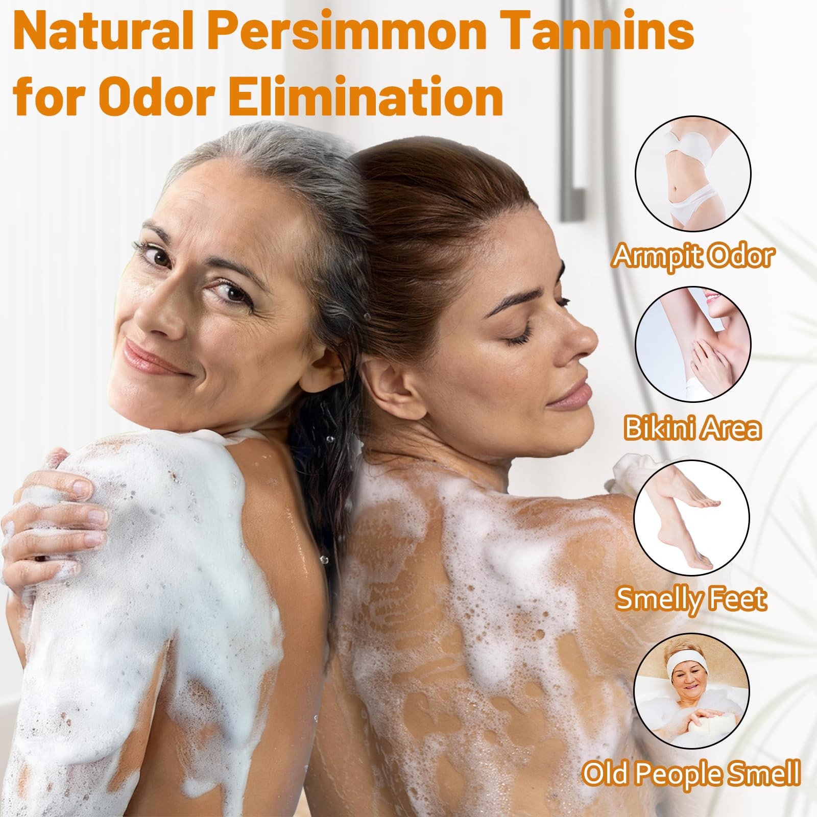 forvirness Persimmon Body Wash for Old People Smell, Natural Deodorant Bar So…