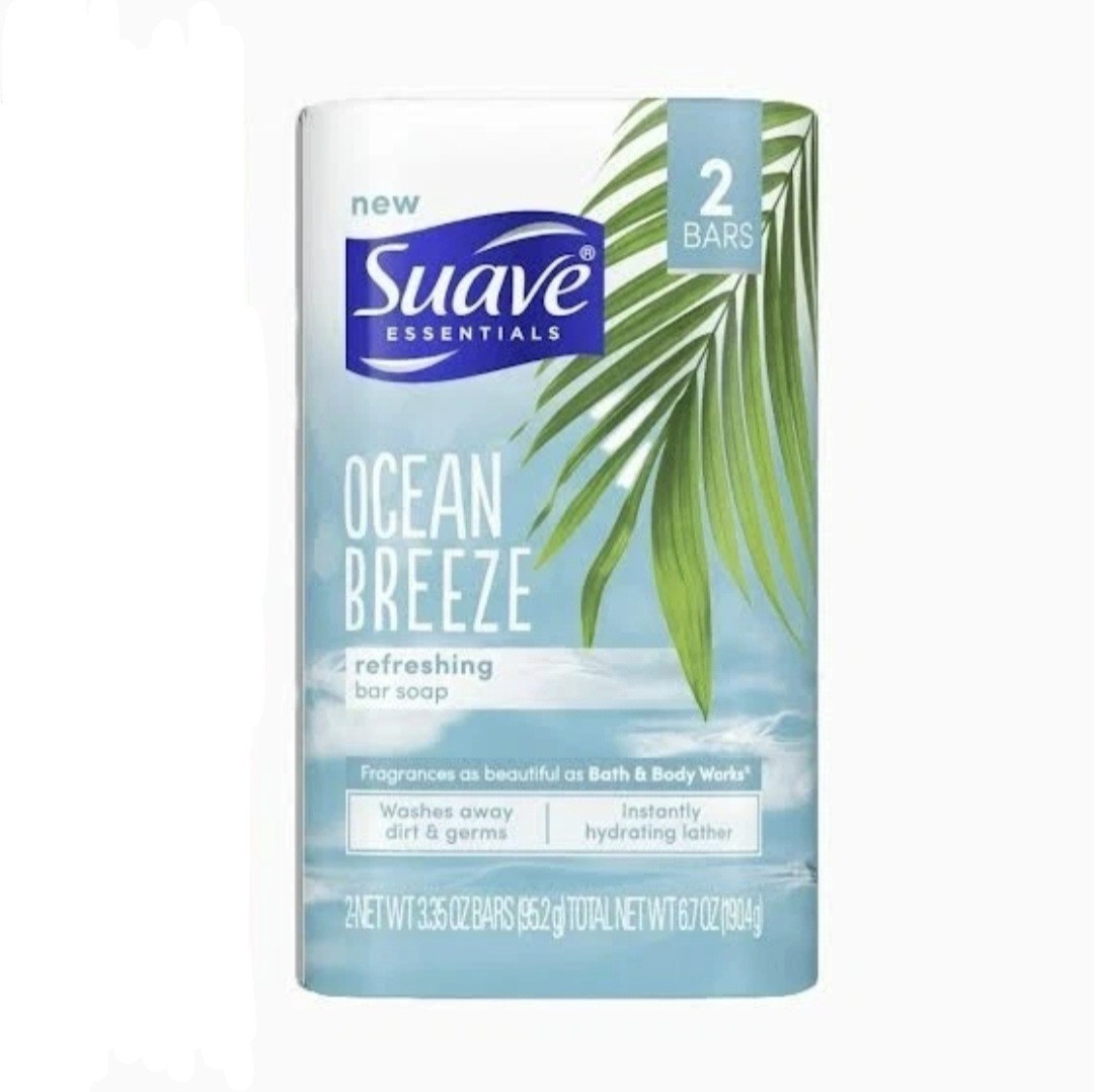🩵 SUAVE 🩵 ESSENTIALS (2-BARS) 3.35 Oz 🌴 ●OCEAN BREEZE● 🌴🫧 ≈GENTLE≈ 🫧 Soap.