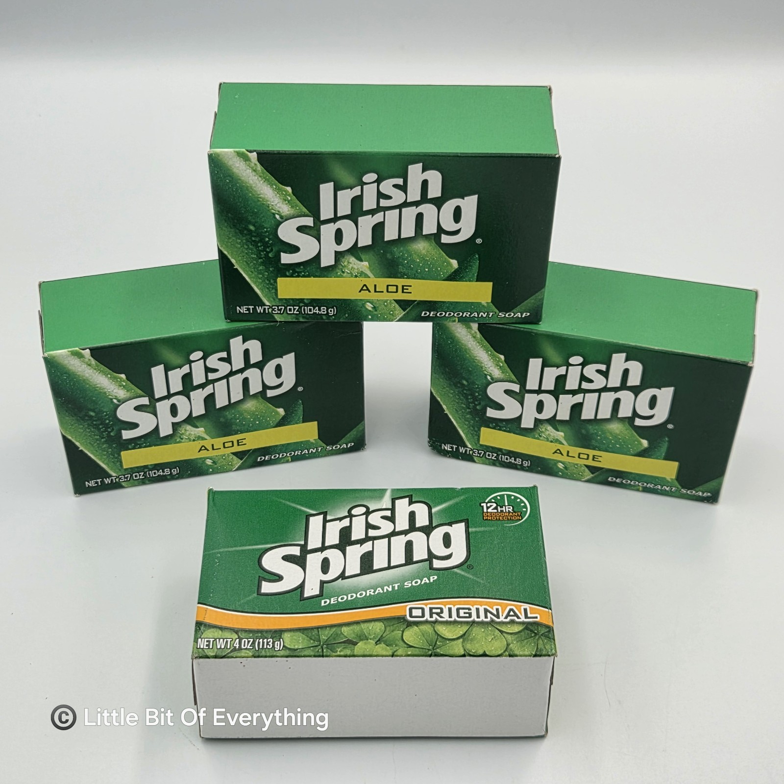 Irish Spring Deodorant Aloe (& Original) Bar Soap 4 Bars 3.75 Oz Bath Size – NOS