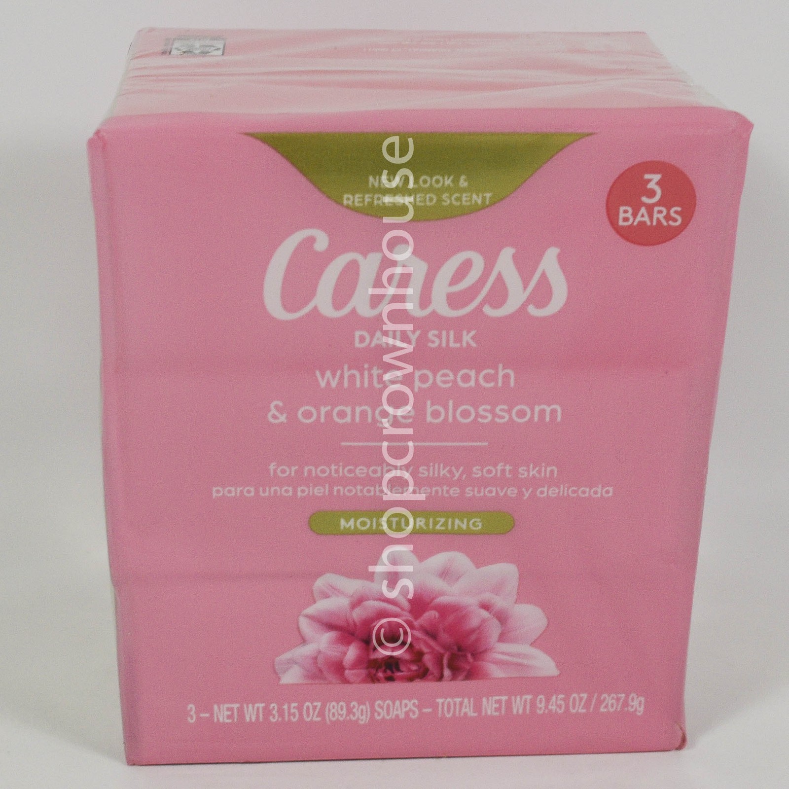 3 bars Caress Daily Silk Moisturizing Bar Soap WHITE PEACH & ORANGE BLOSSOM