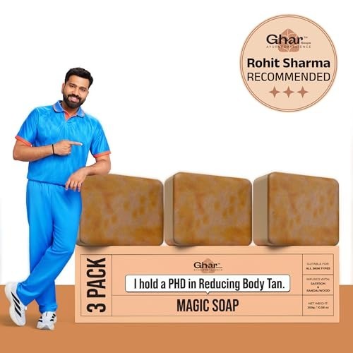 Ghar Soaps Sandalwood Saffron Magic Bath Soap 300g Pack of 3 Unisex Bars FS