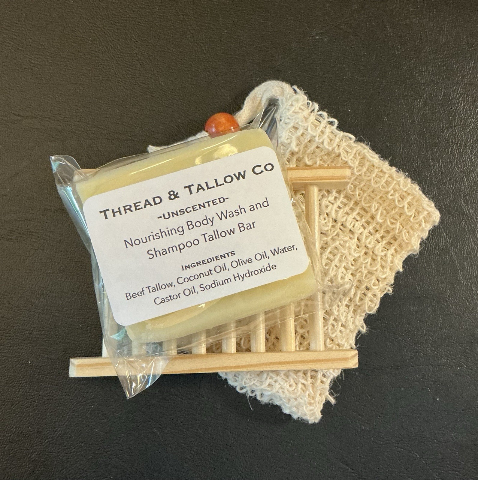 Tallow Unscented Shampoo, Body Wash Soap Bar Gift Set, Ladder Tray, Soap Bag