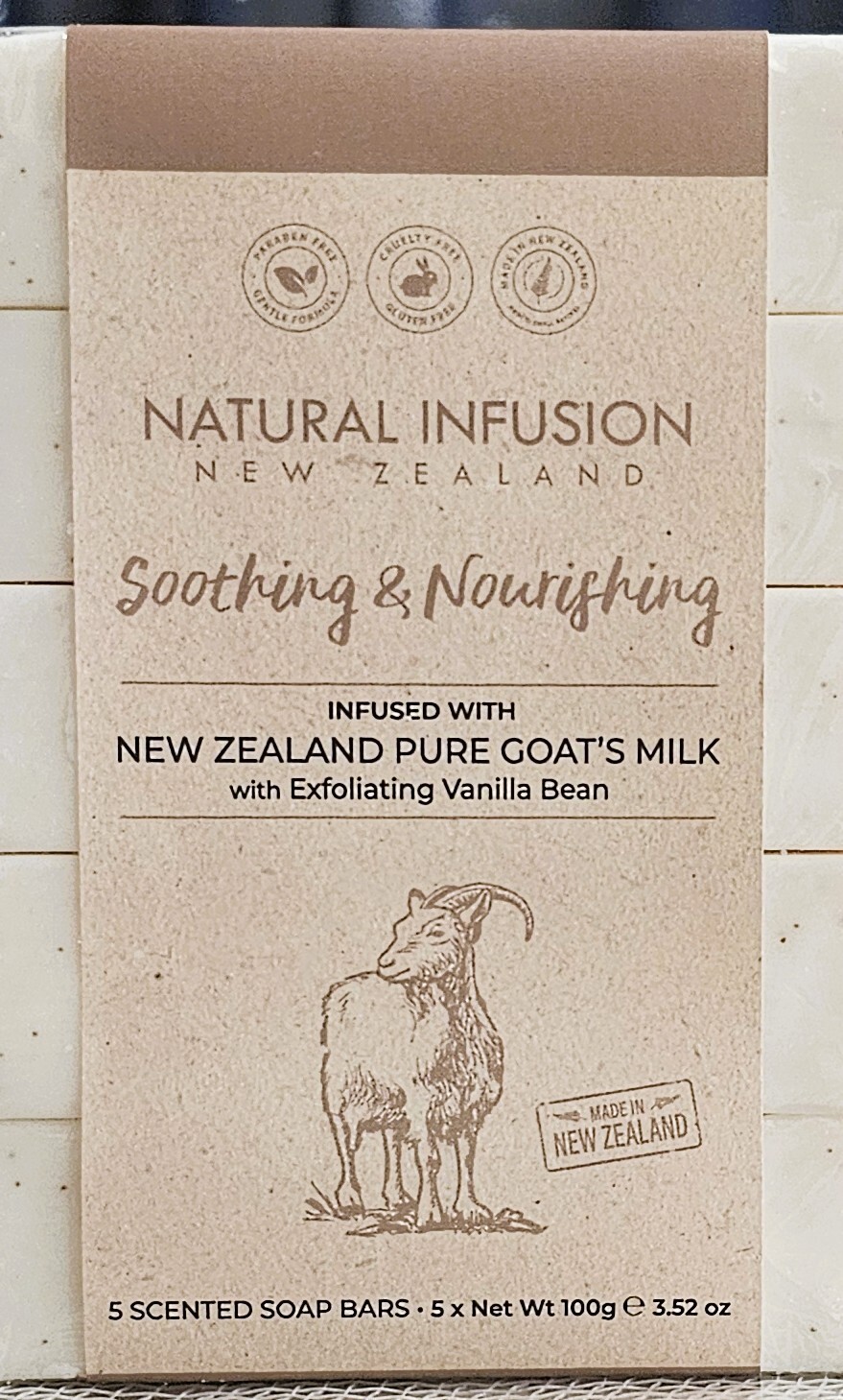 Natural Infusion New Zealand Pure Goat’s Milk Soap Bars 5 Pk 17.6 oz