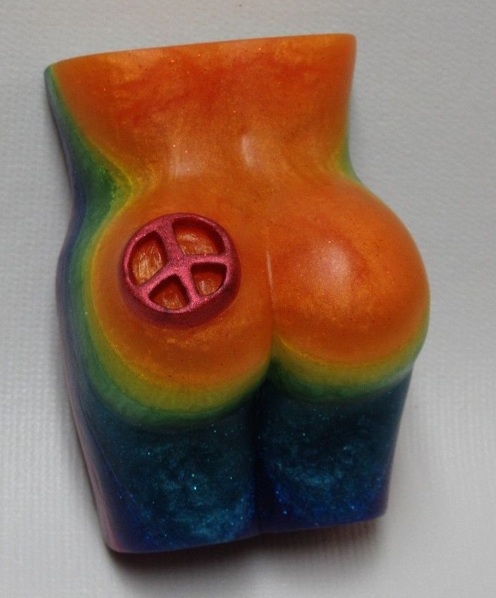 Rainbow’s End, cedar, sage, coriander & citrus “Peace of Ass” butt shaped soap