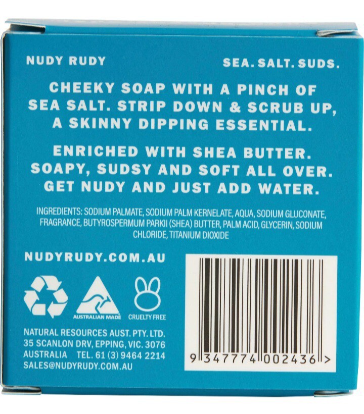 Ɣ NUDY RUDY (4.2 Oz.) Bar ●SEA. SALT. SUDS● Sea Salt Extract & Shea Butter Soap.