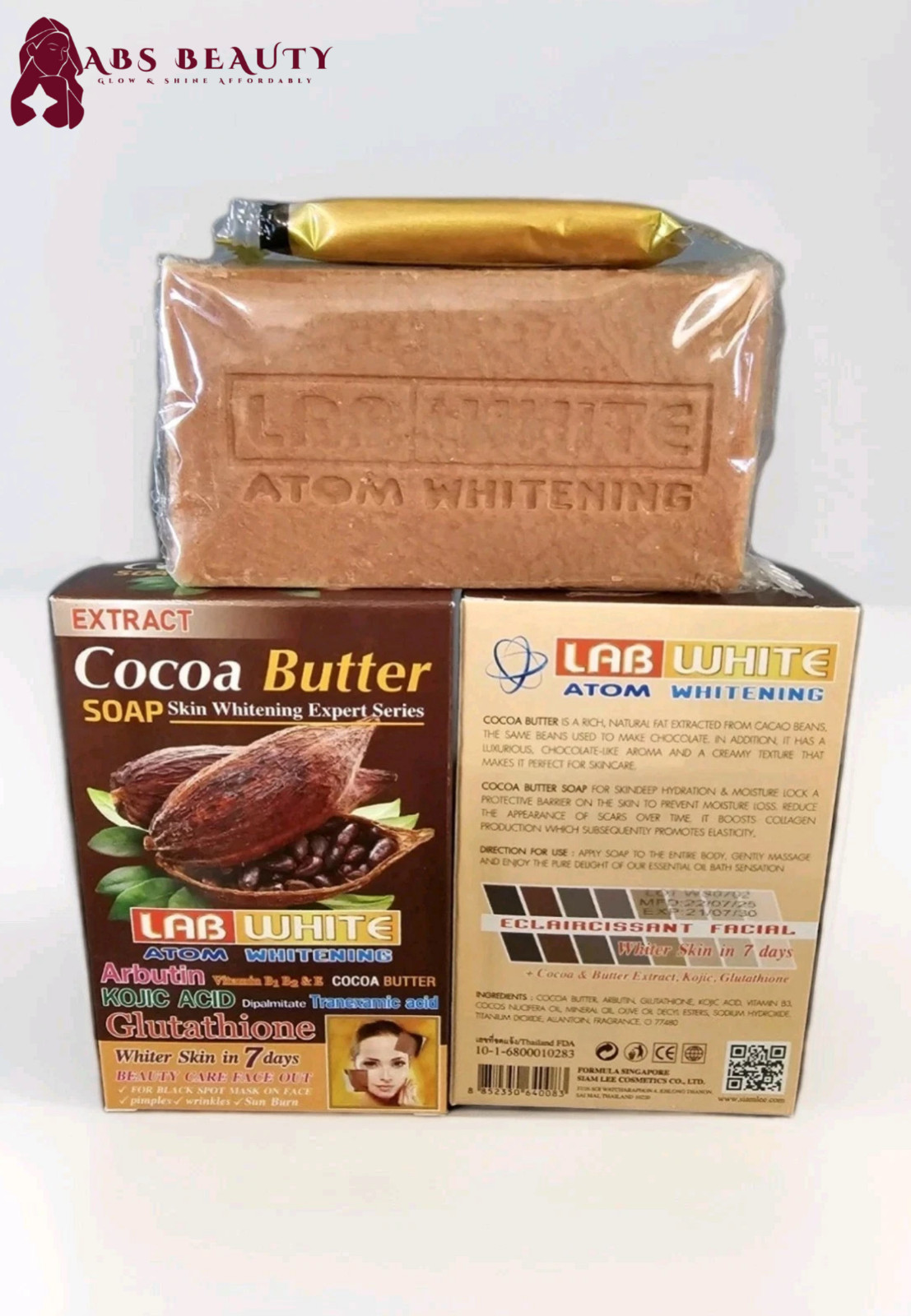 1× Lab White Soap Cocoa Butter Extract Atom Lightening & Brightening Skin