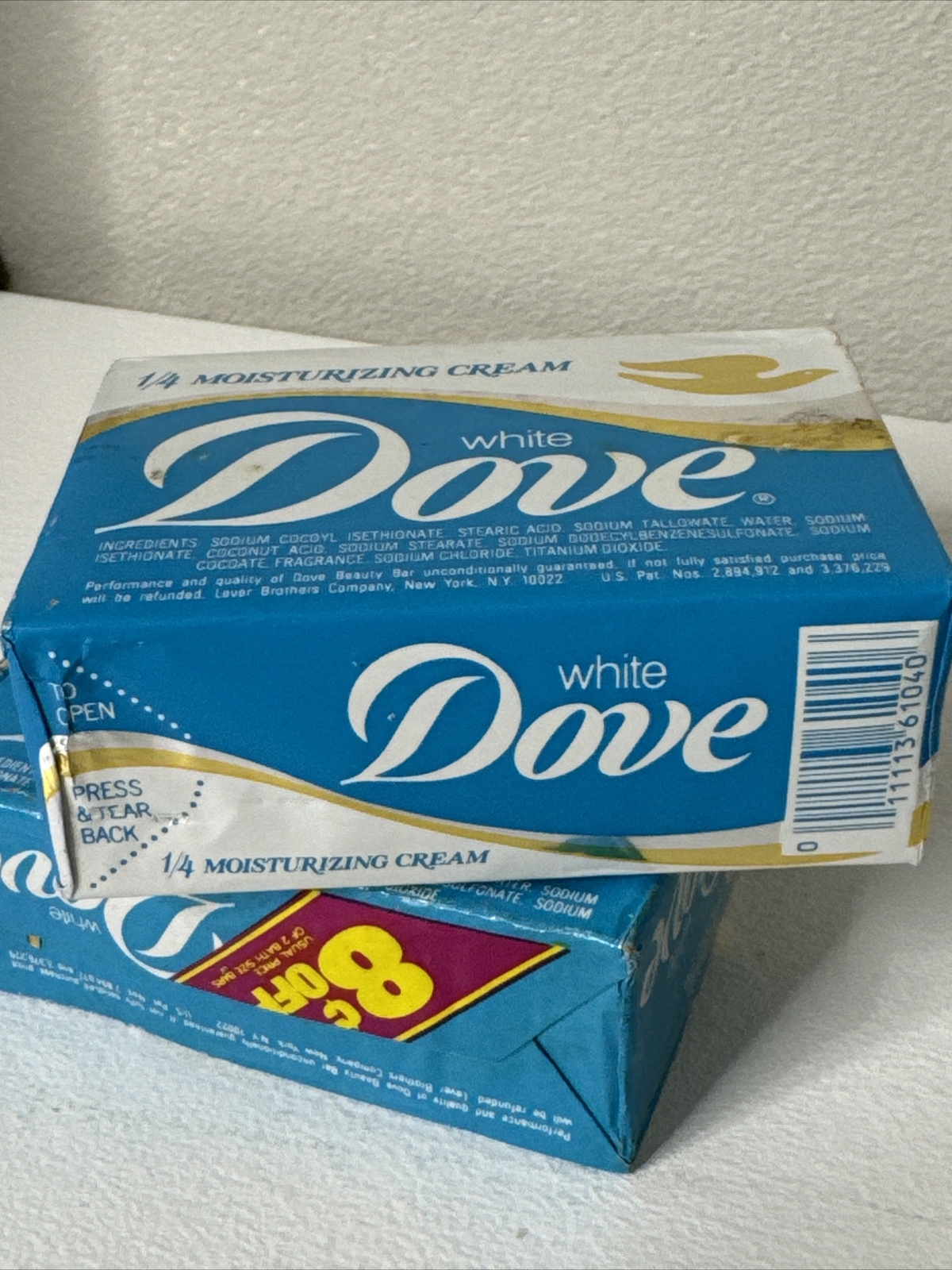3 Vintage Dove Beauty Soap Bath Bars White 1/4 Moisturizing Cream 4.75 oz Prop
