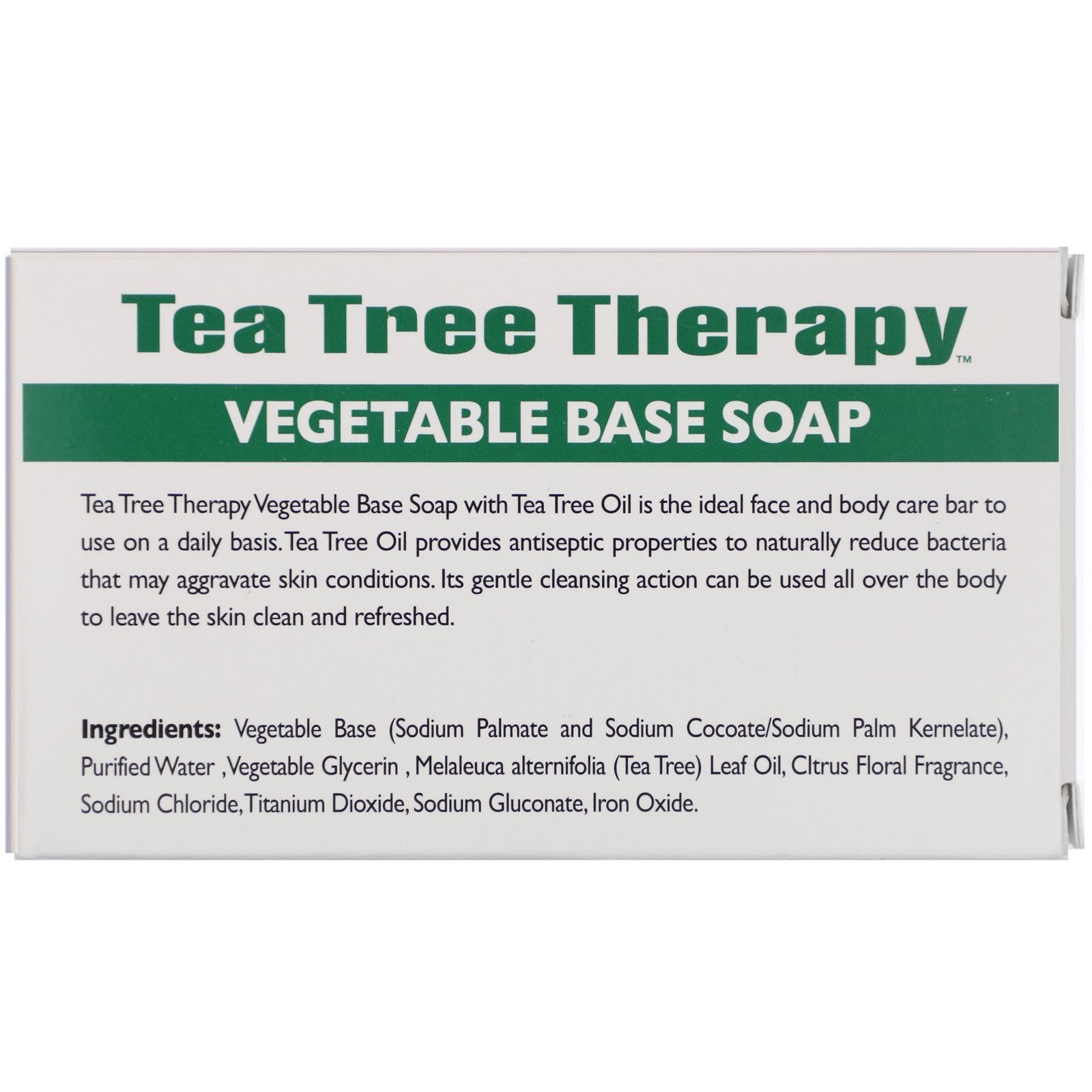 Tea Tree Therapy Vegetable Base Soap with Tea Tree Oil Body Bar 3.9 oz 12 Pack