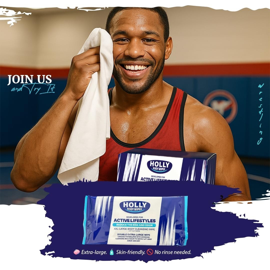 Holly Body Wipes XXL 24″ x 12″ for Active Lifestyles – Travel Essential & Gym