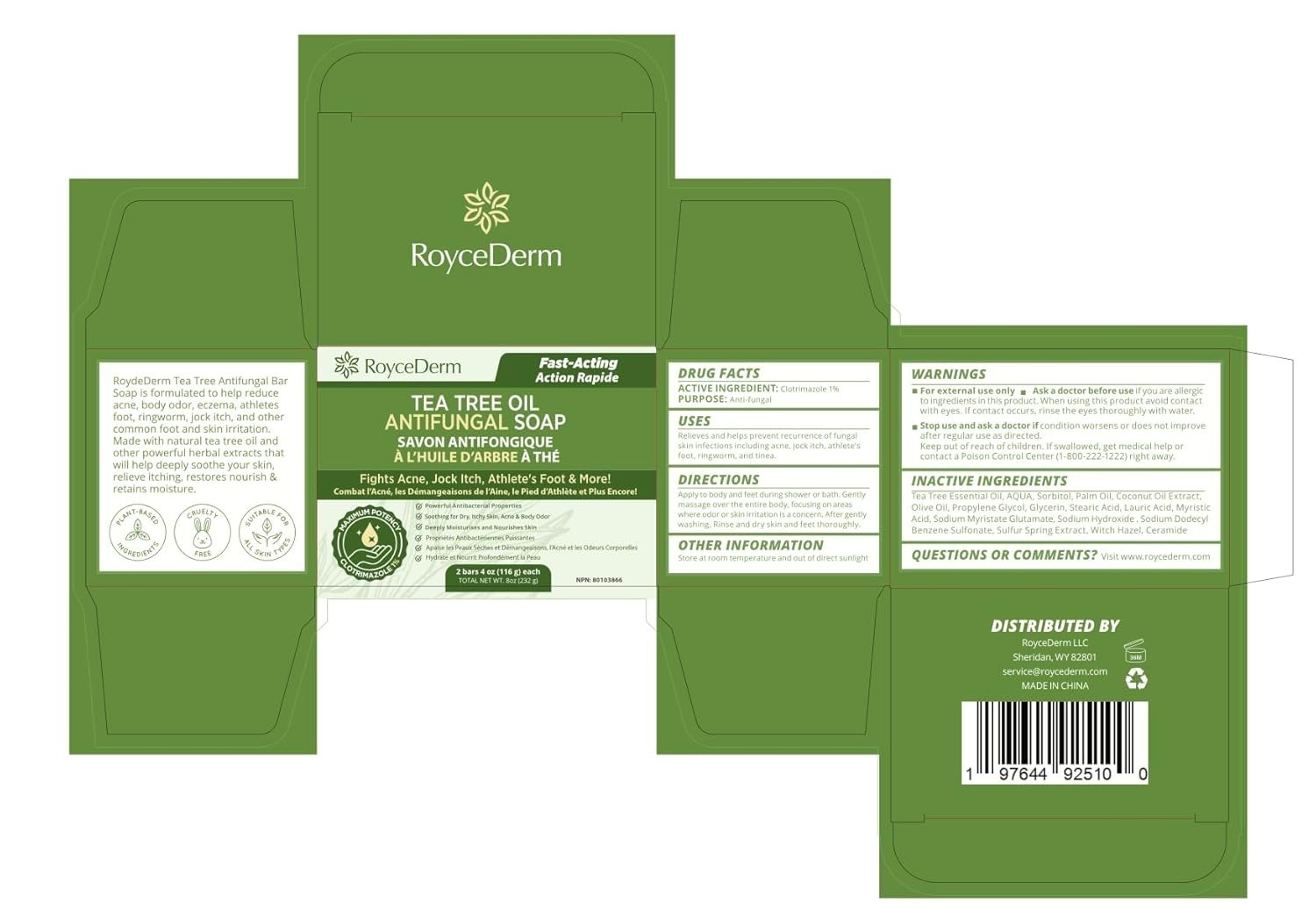 Roycederm Antifungal Antibacterial Tea Tree Soap: Antifungal Antibacterial Treat