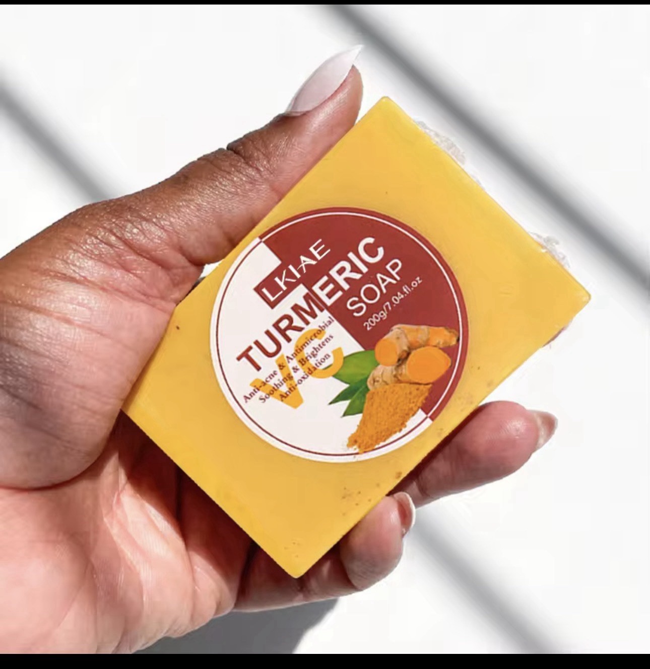 LKIAE VC Turmeric Soap Bar 200g Yellow Rectangular Deep Cleansing Anti-Acne