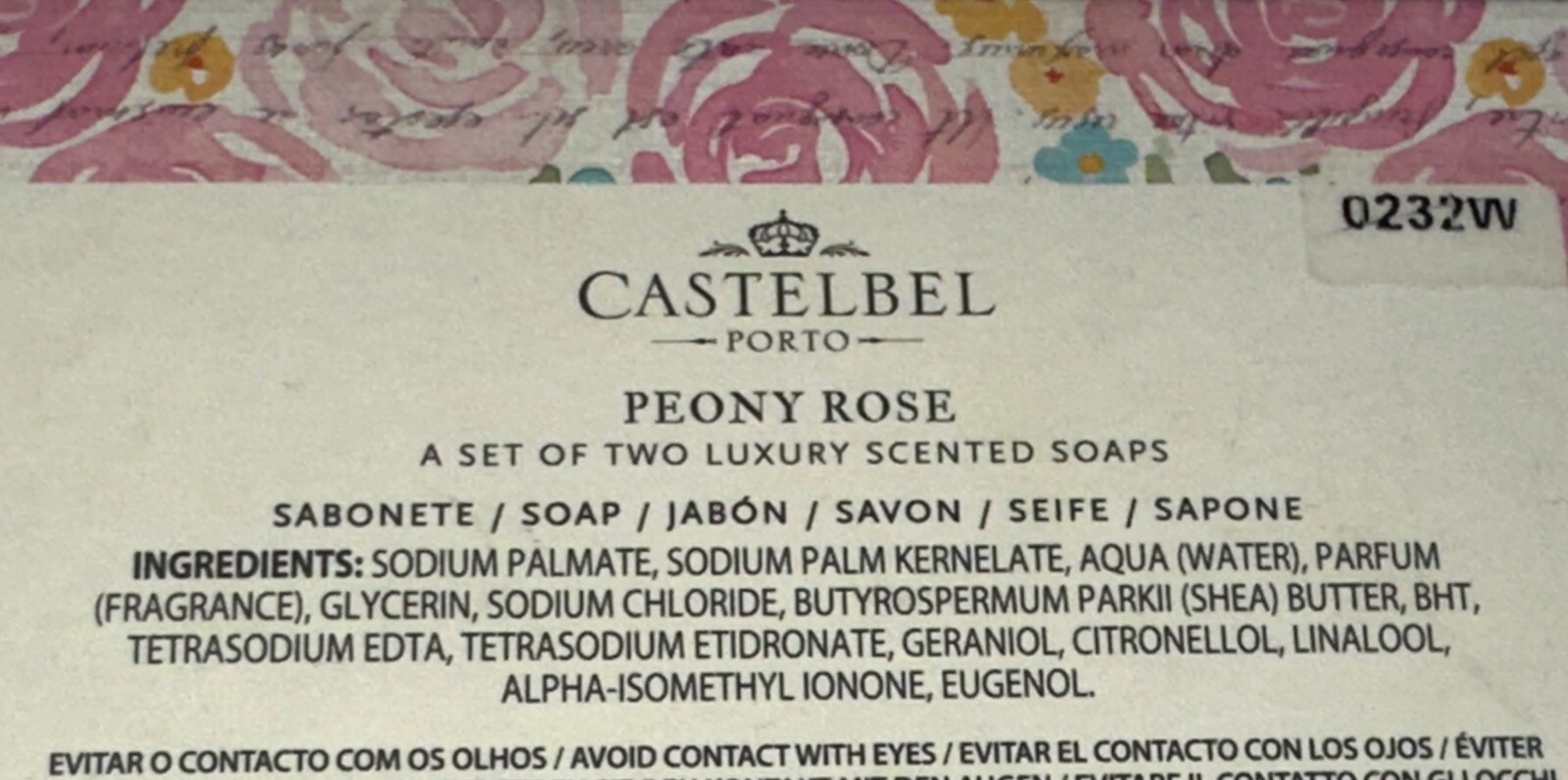 CASTELBEL 🇵🇹 PEONY ROSE 🌹 LUXURY SCENTED SOAPS 2-3.52.oz
