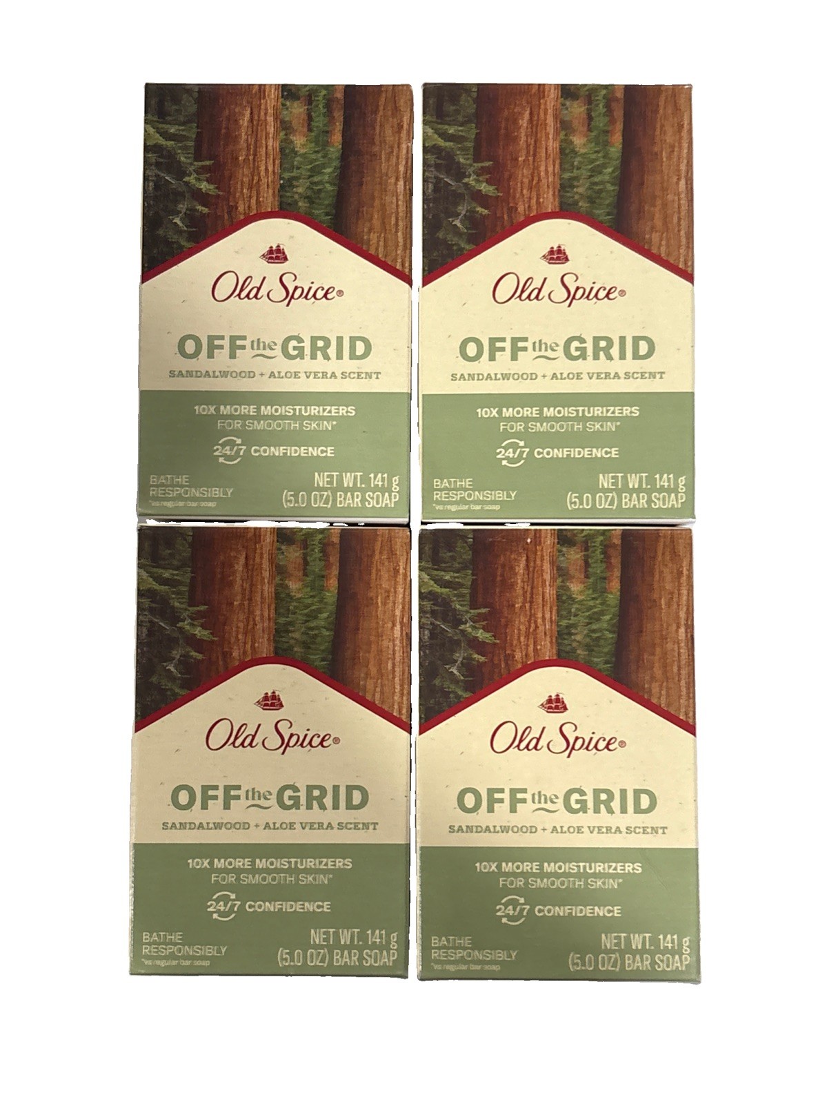 4 Old Spice Off The Grid Sandalwood & Aloe Vera Bar Soap 5oz Each