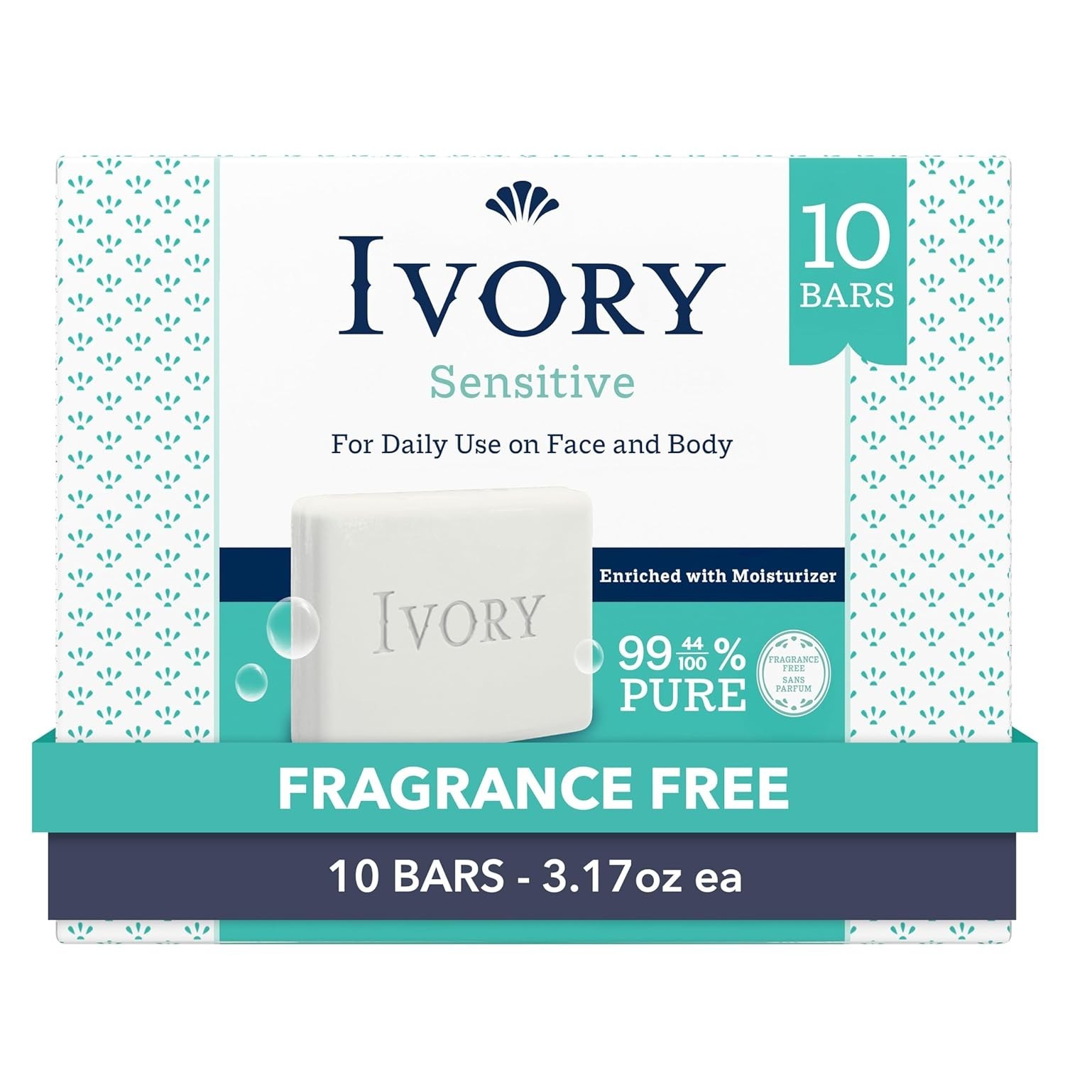 Ivory Gentle Bar Soap 10 Pack 3.17oz Original Scent 99.44% Pure Family Clean