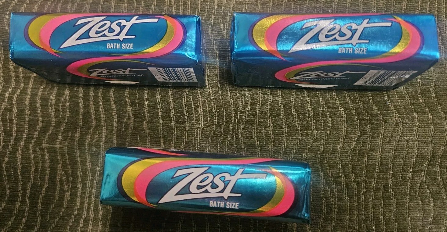 VINTAGE ZEST DEODORANT BEAUTY BAR SOAP Lot of THREE 5.5 OZ BARS SEALED Bath Size