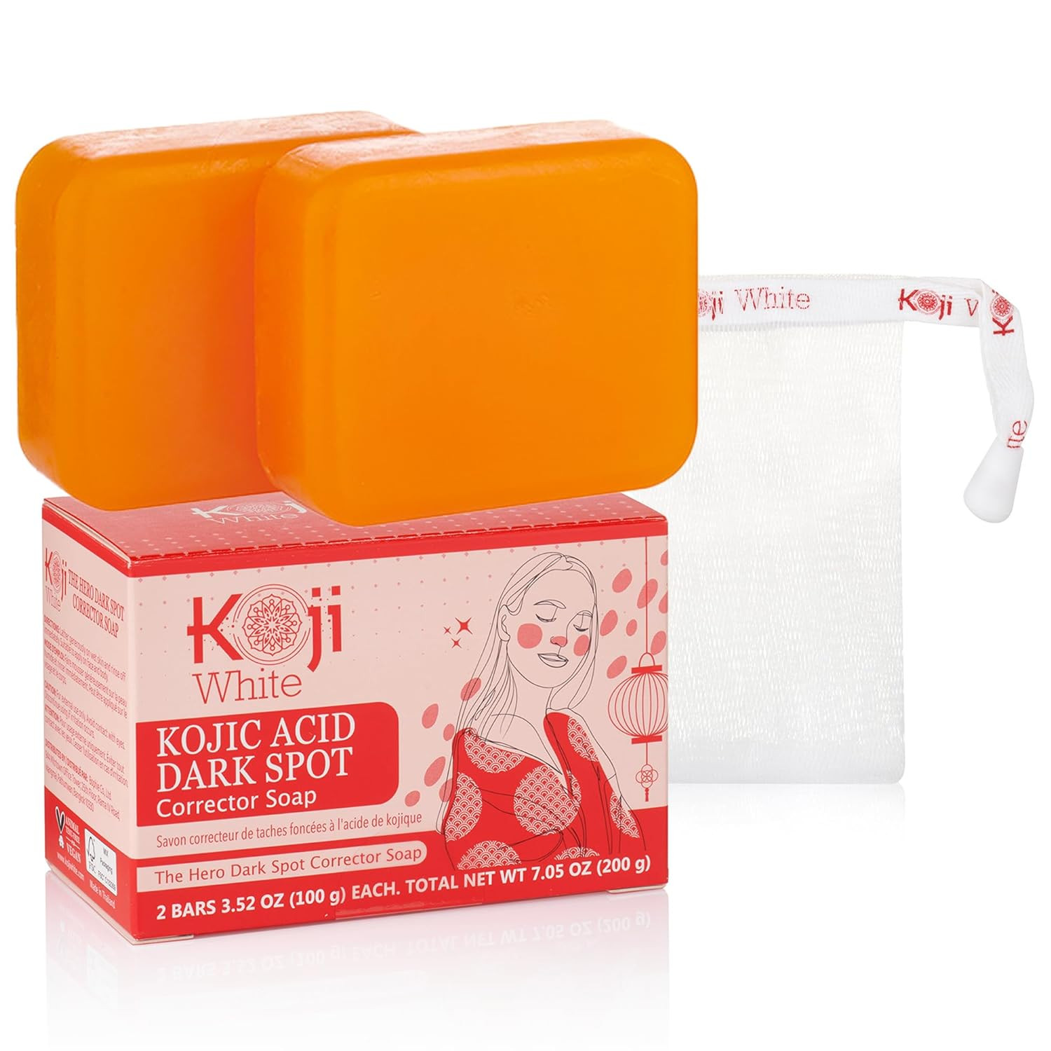 Koji White Kojic Acid Dark Spot Corrector Soap – Kojic Acid Soap with Vitamin C,