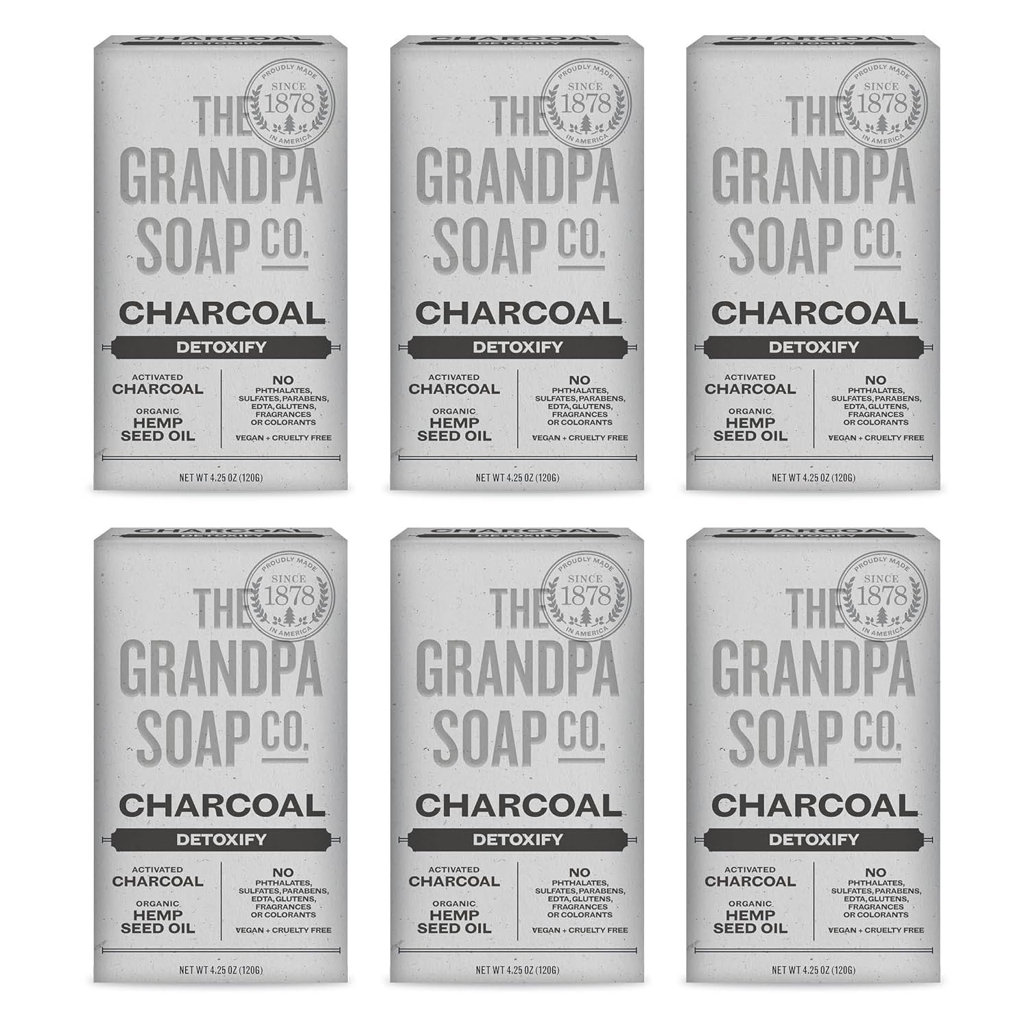 The Grandpa Soap Company Charcoal Bar Soap – With Activated Charcoal Hemp See…