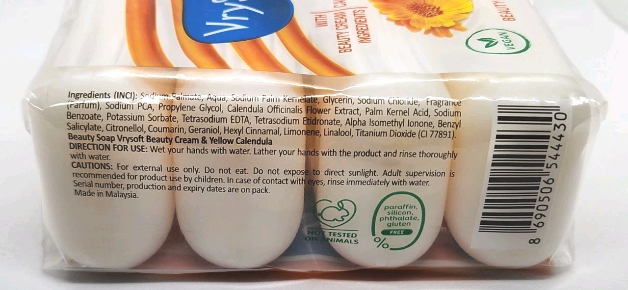 2x Packs VrySoft Beauty Soap Calendula 4 Bars Each 8 Total VEGAN Natural ~ USA