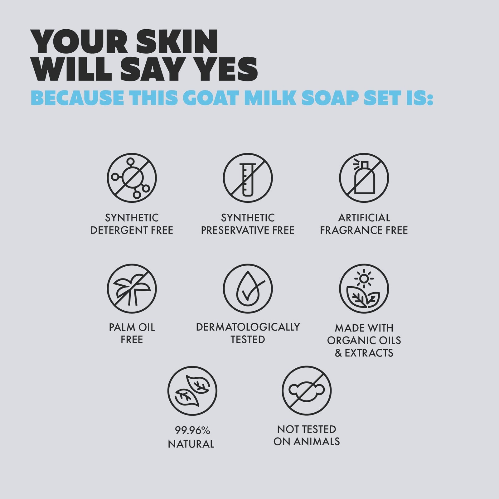 Skin Said Yes Goat Milk Soap Bar Set (Pack of 8) 3.5 Ounce 8), White