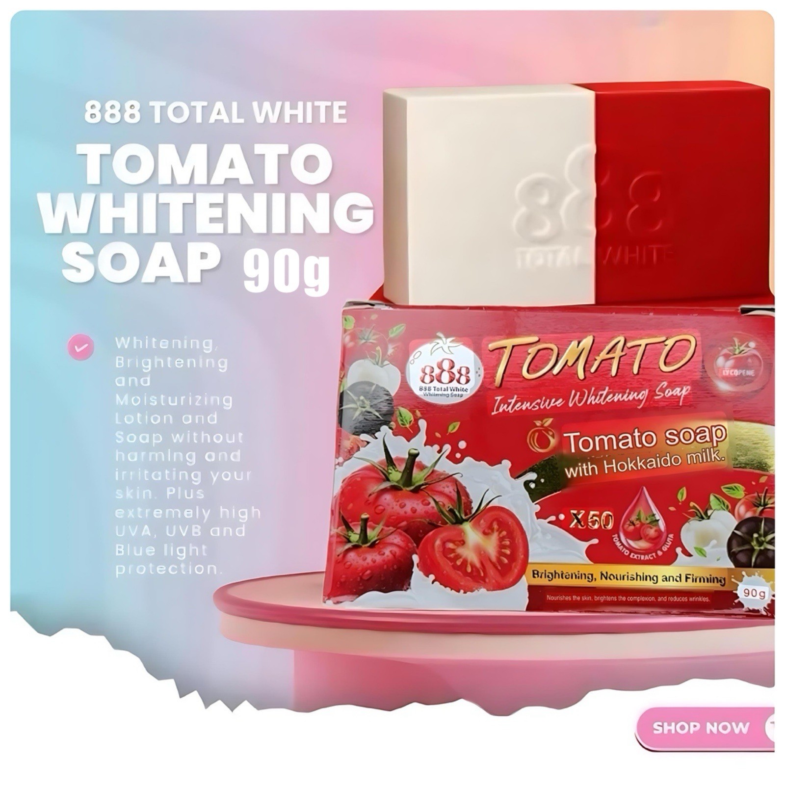 888 Total White Tomato Intensive Soap With Hokkaido Milk & Lycopene 90g