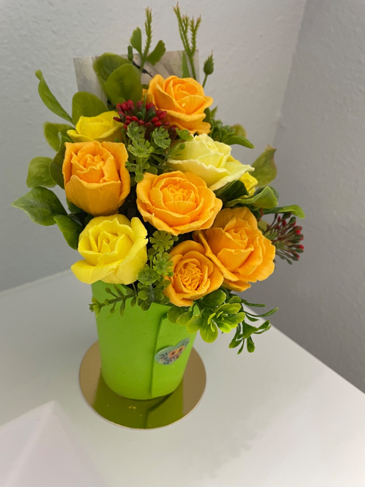 Hand made soap flowers, soap bouquet, yellow orange roses, soap gift Ukraine