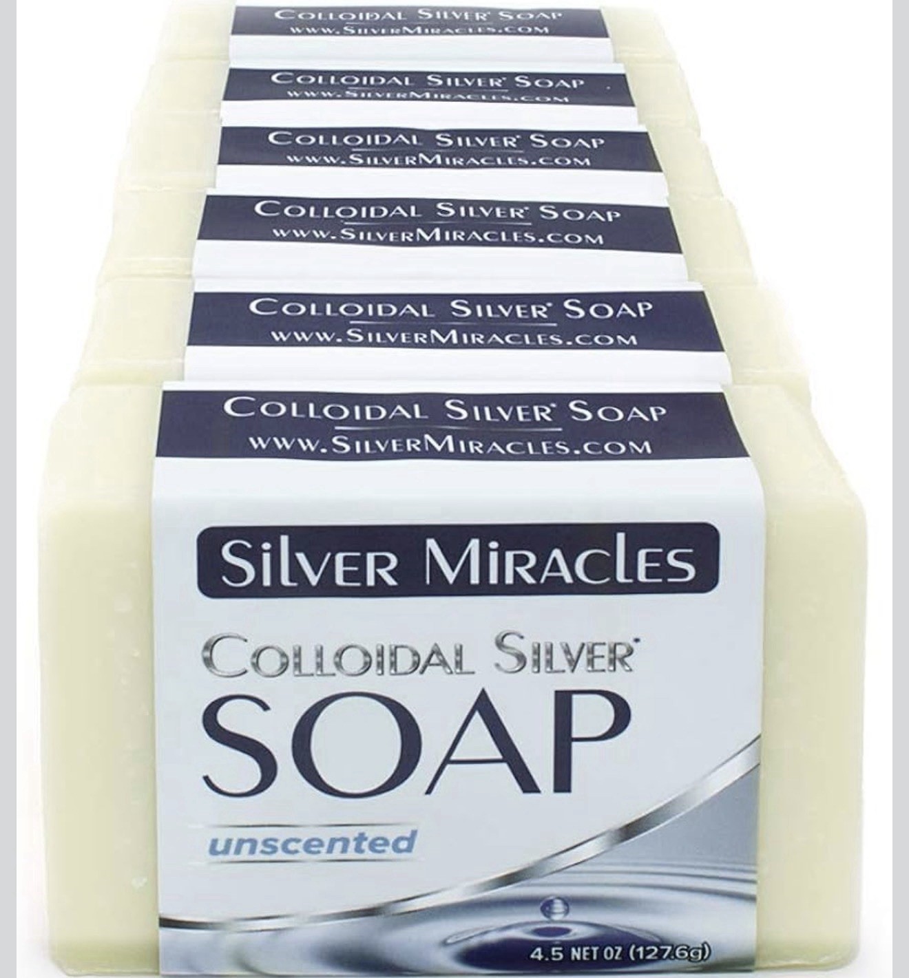 Silver Miracles Colloidal Silver Unscented Extra Strength Soap Lot Of 6 Bars