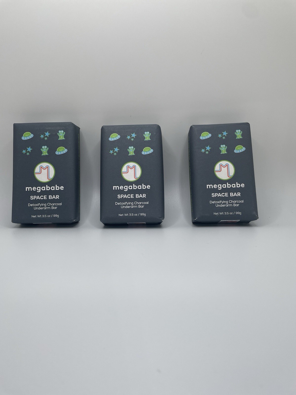 MEGABABE SPACE BAR Detoxifying Underarm Bar 3.5 oz ea NEW Lot of 3 Full Size Bar
