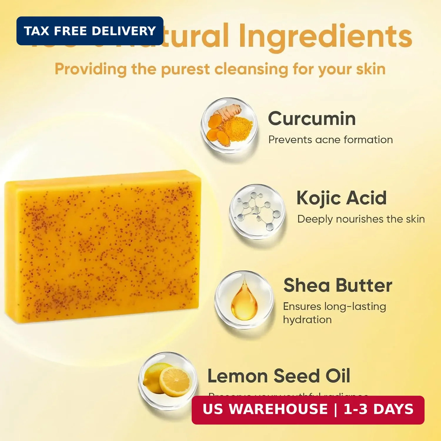 5 Jabones De Curcuma 3.5 Oz Para Las Manchas El Acne En La Cara Y Aclarar Piel
